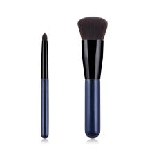 Luxury 2 pcs Set  Blue Color Wood Handle Blush  Brush Eyeshadow Foundation Brush Set Soft Hair Makeup Brushes Set